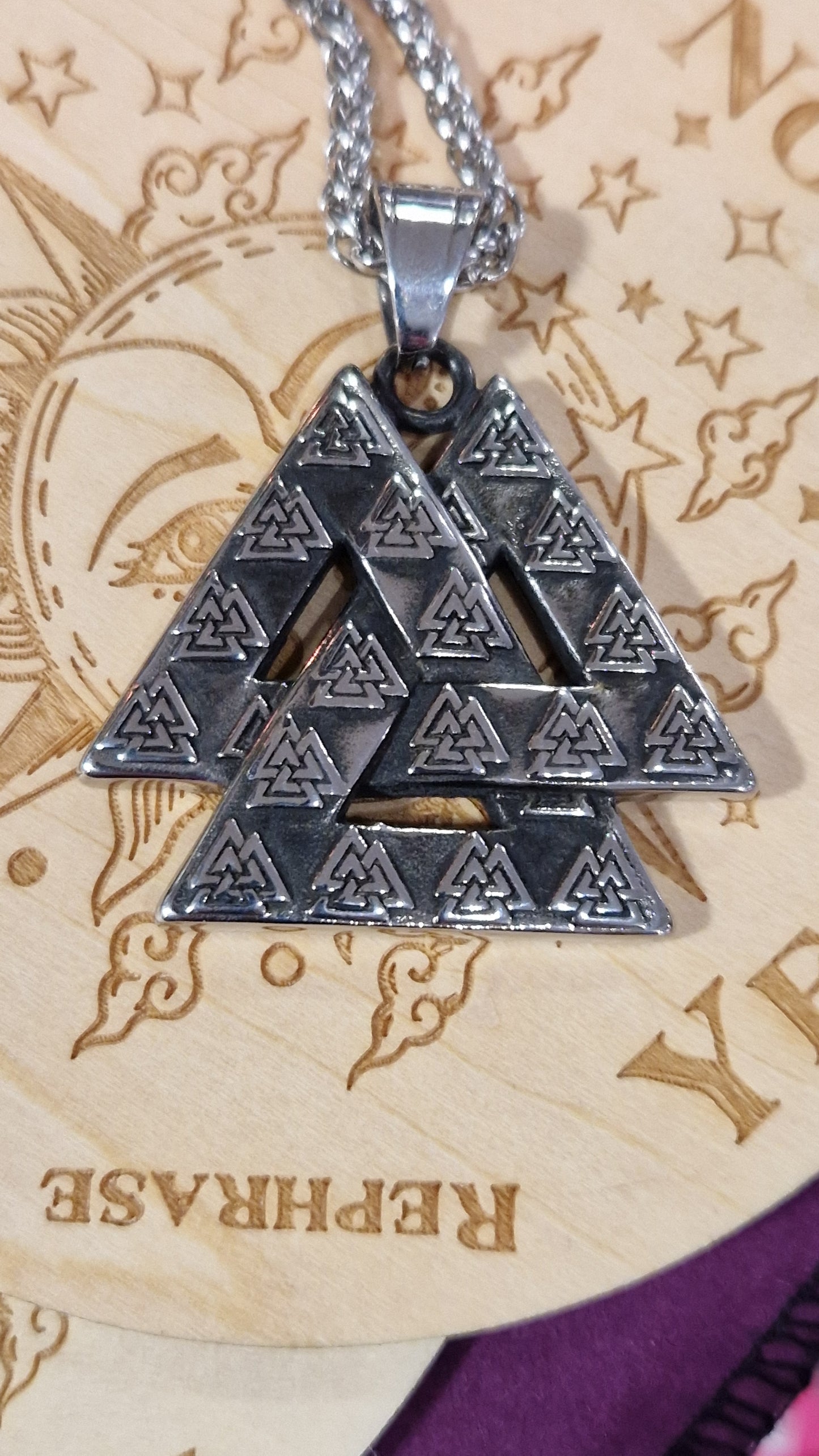 Collier Valknut viking en acier inoxydable