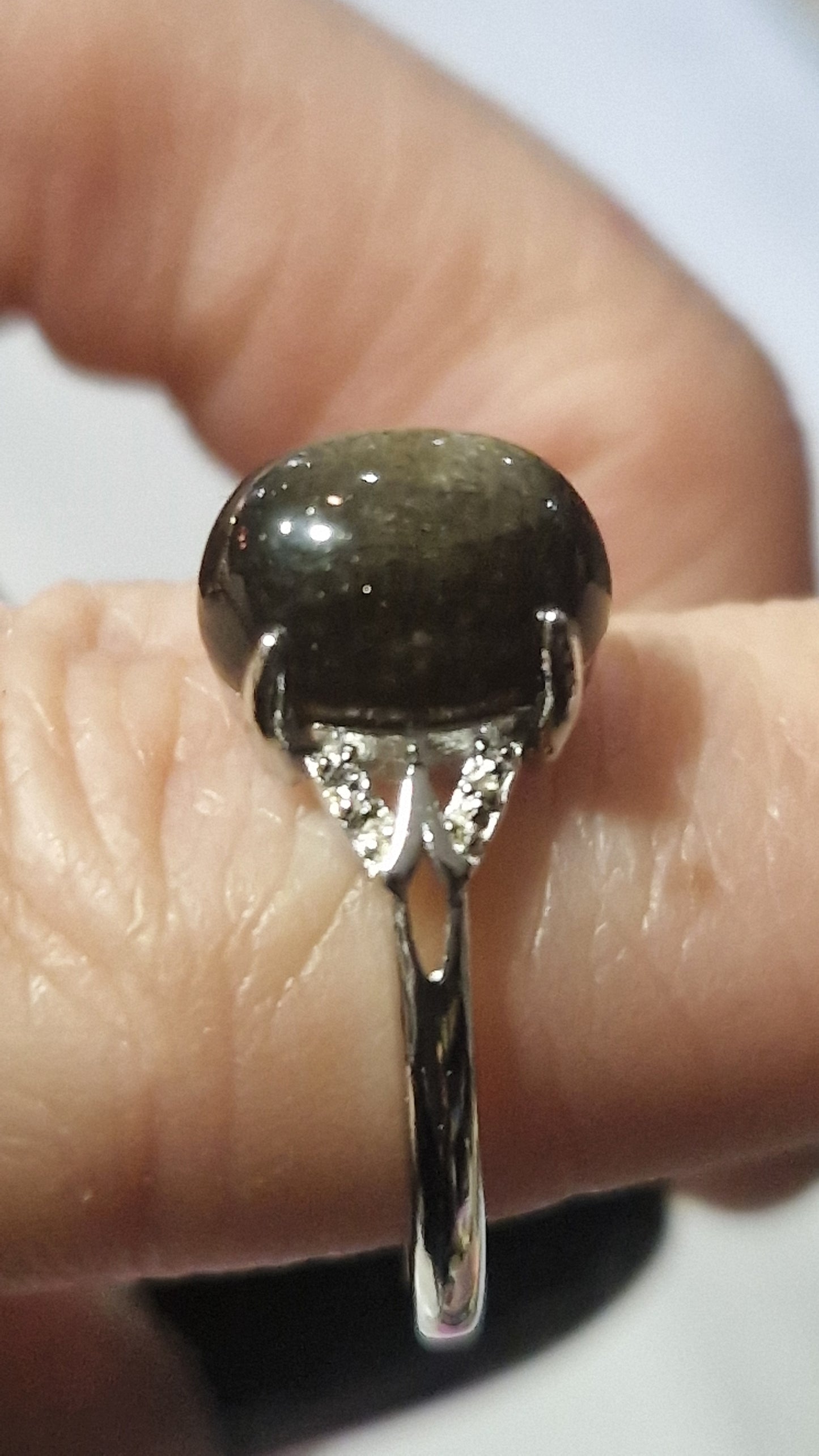 Obsidienne dorée Bague – Protection contre énergies négatives ou personnes toxiques, attaques psychiques, occultes, ...