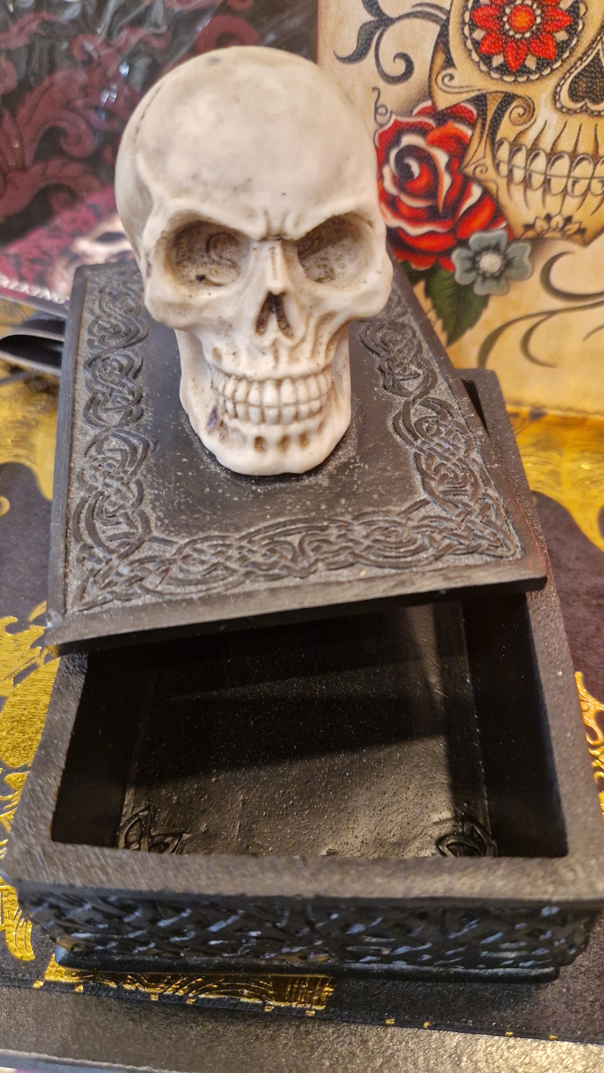 Boîte Coffret à Tarot, Amulettes & Bijoux - Crâne & Entrelacs Celtiques