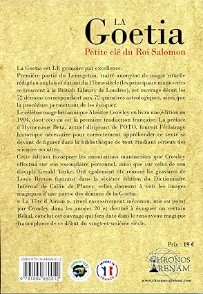 La Goetia Petite clé du Roi Salomon Clavicula Salomonis Regis ( Mathers, Crowley) trad. française par Philippe Pissier
