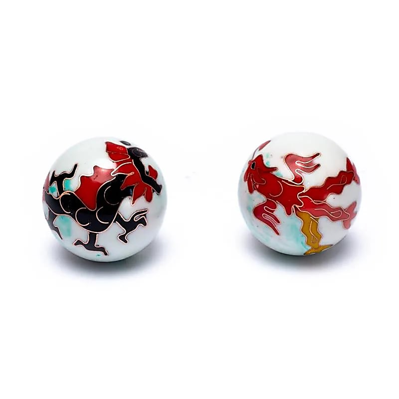 Boules de santé Qi Gong dragon et phénix marbré vert