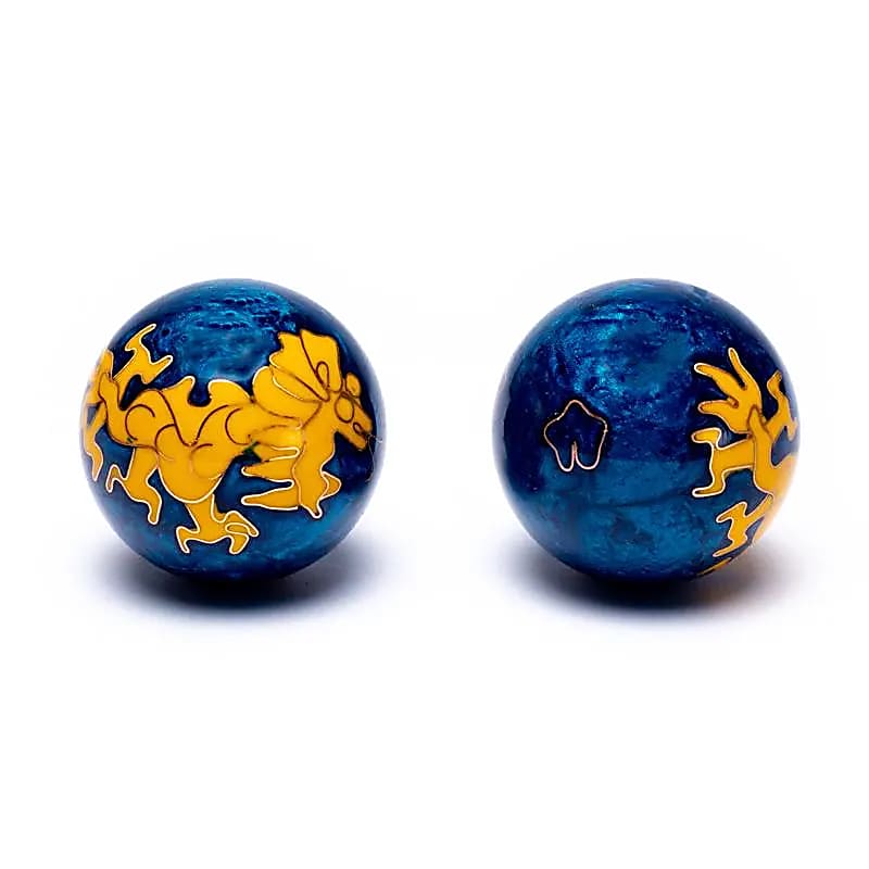 Boules de santé Qi Gong dragons jaunes boules bleues