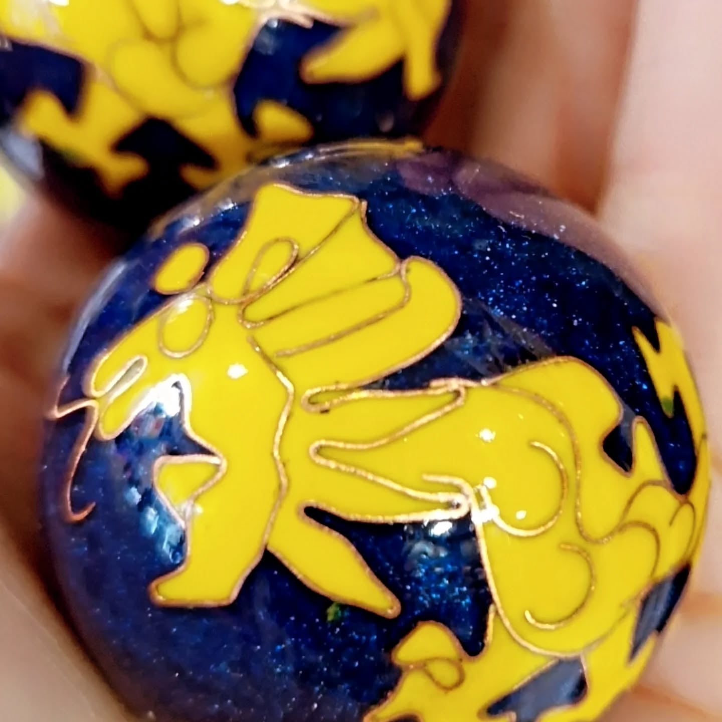 Boules de santé Qi Gong dragons jaunes boules bleues