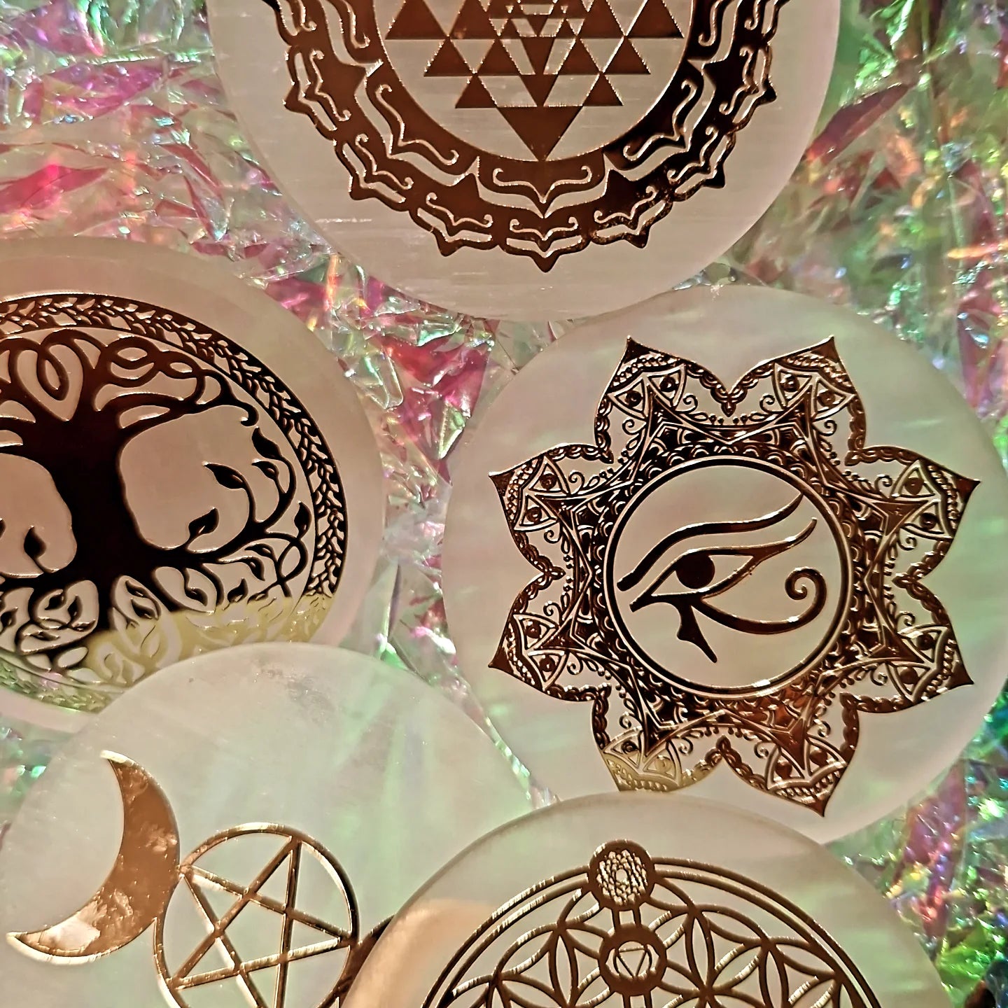 Plaque de sélénite oeil d'Horus