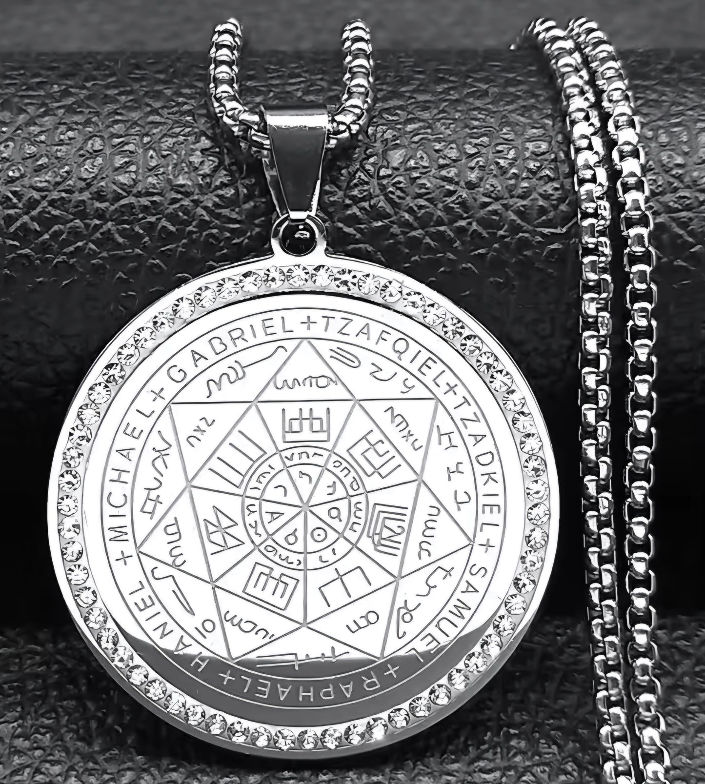 Talisman heptagramme sceau des 7 archanges acier inoxydable couleur or ou argent
