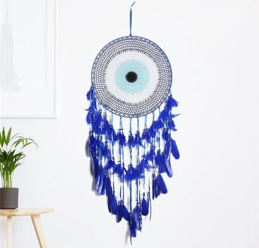 Attrape rêves dreamcatcher bleu oeil grec protection contre le mauvais oeil " evil eye"