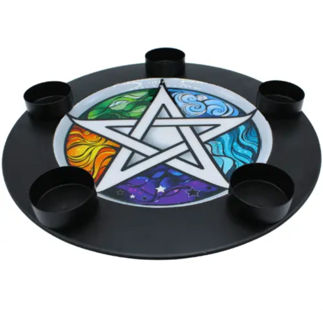 Bougeoir pour bougies chauffe plat pentagramme