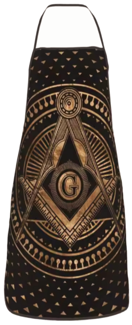 Tablier agapes franc-maçon équerre compas lettre G noir or