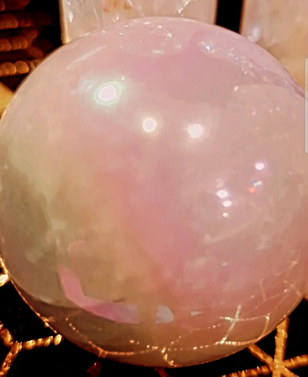 Sphère pierre quartz rose aura angel