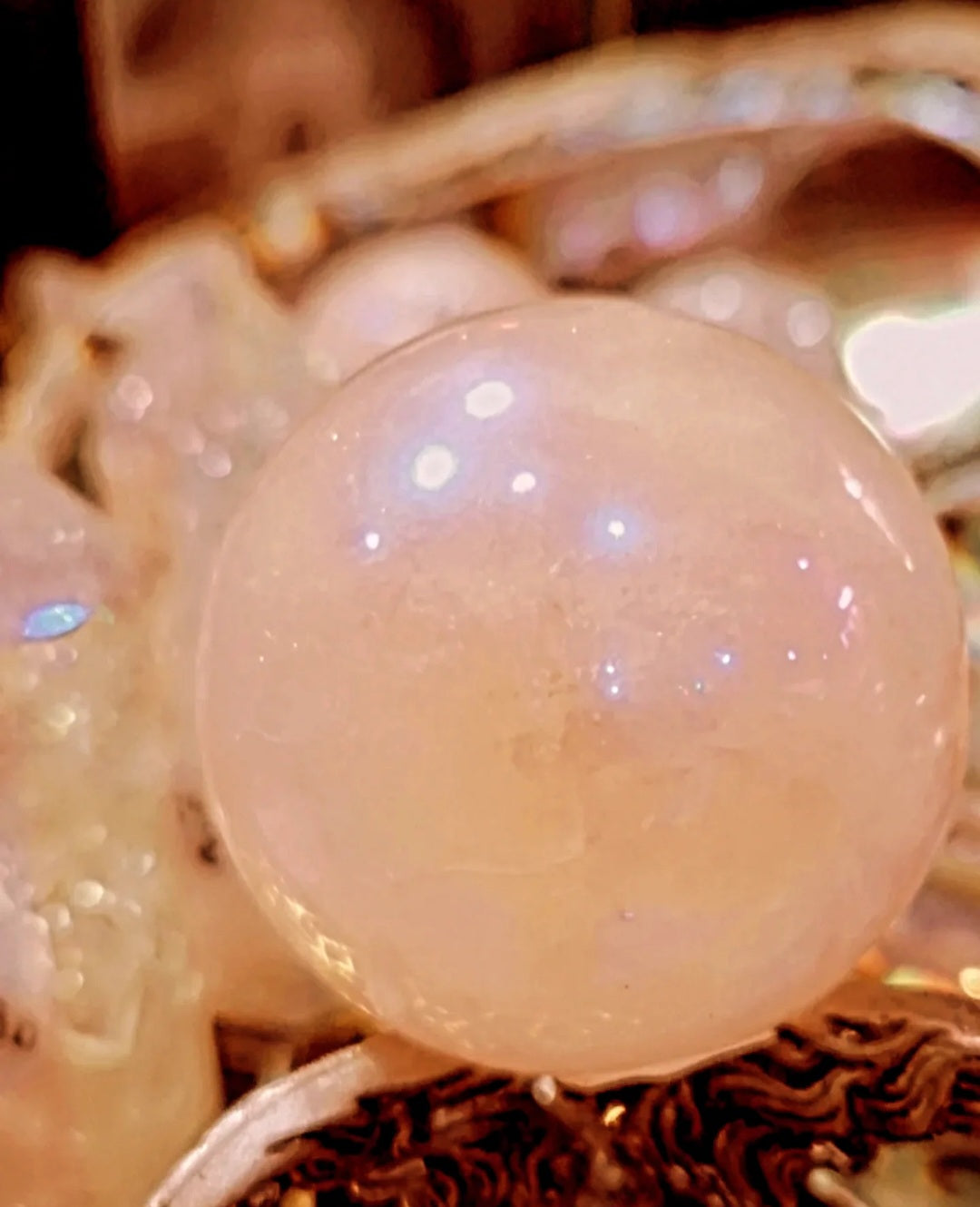 Sphère pierre quartz rose aura angel