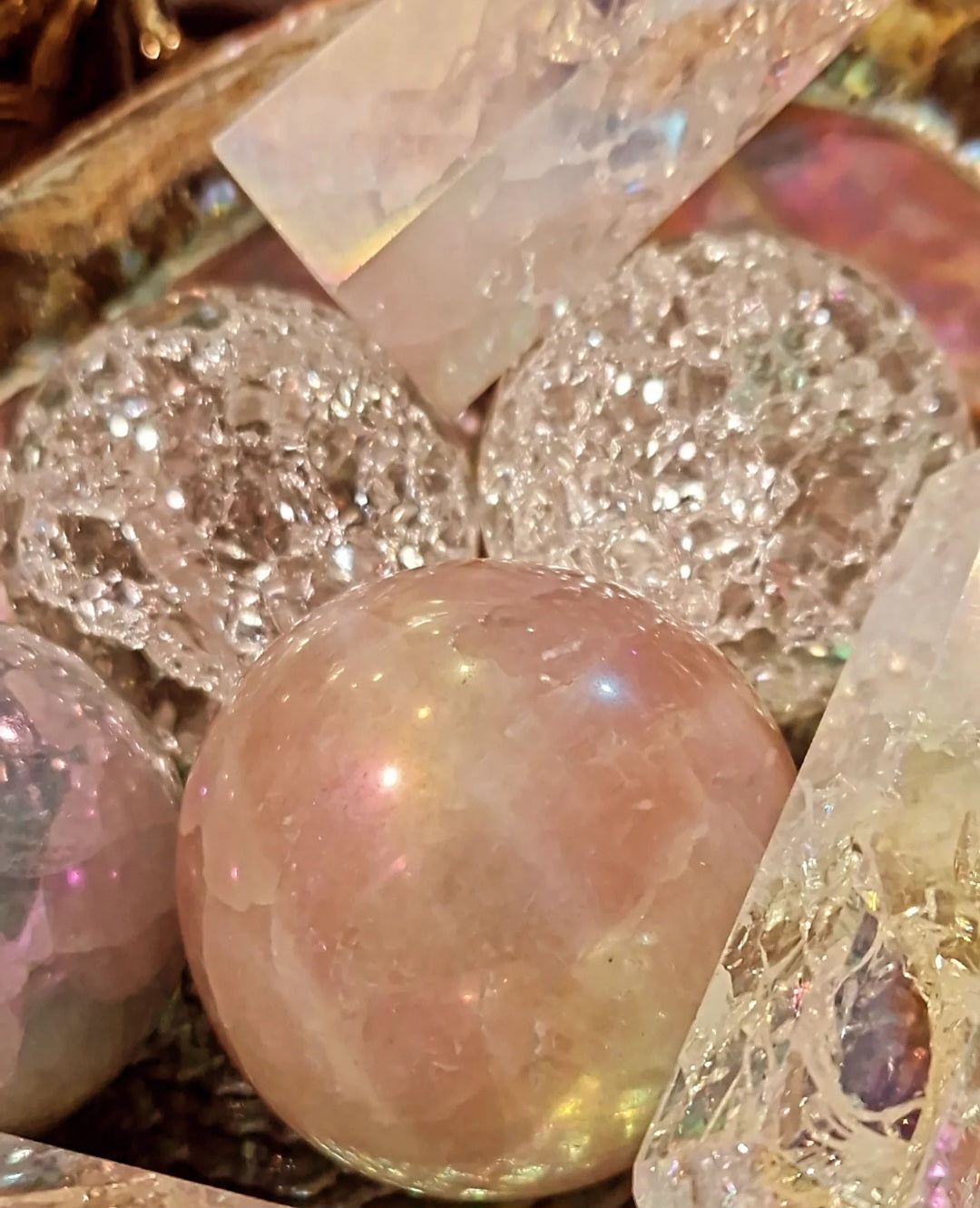 Sphère pierre quartz rose aura angel
