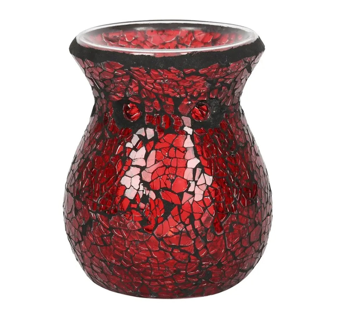 Diffuseur brûleur à huiles en verre craquelé rouge