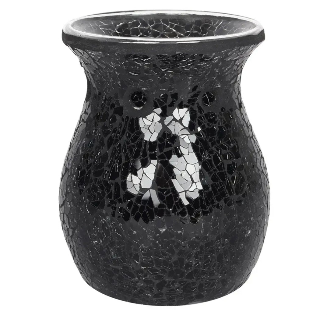 Diffuseur brûleur à huiles en verre craquelé noir
