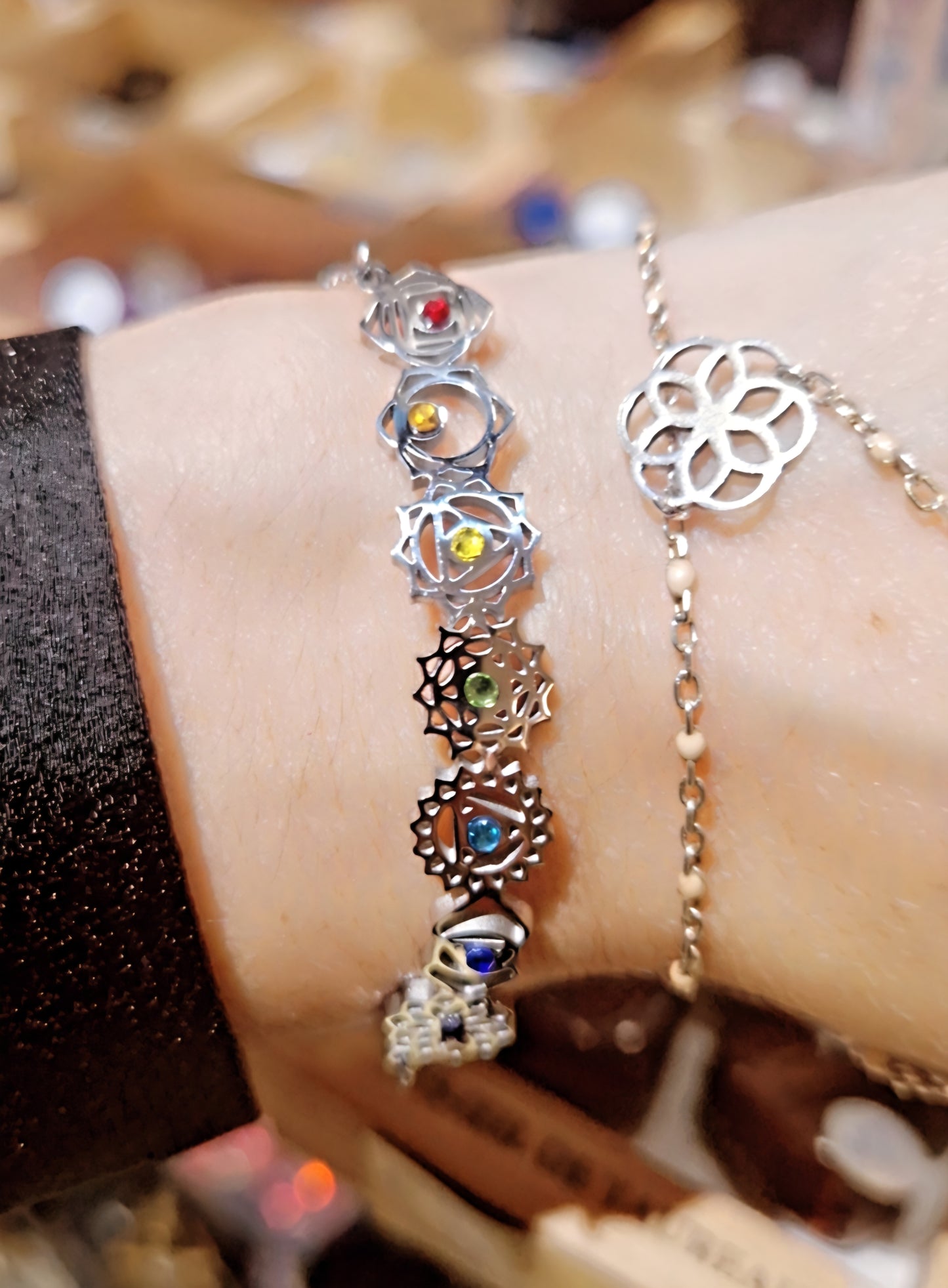 Bracelet Sept Chakras 7 chakras en Acier Inoxydable – Zirconiums Colorés, Harmonie et Énergie