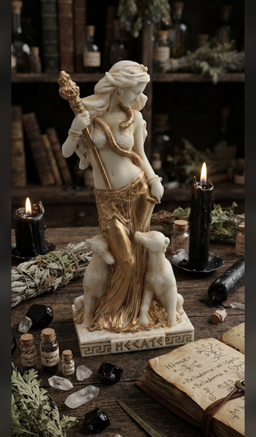 Figurine statuette miniature Hecate - Sorcellerie - Déesse de la Magie en Résine (9 cm) peinte à la main