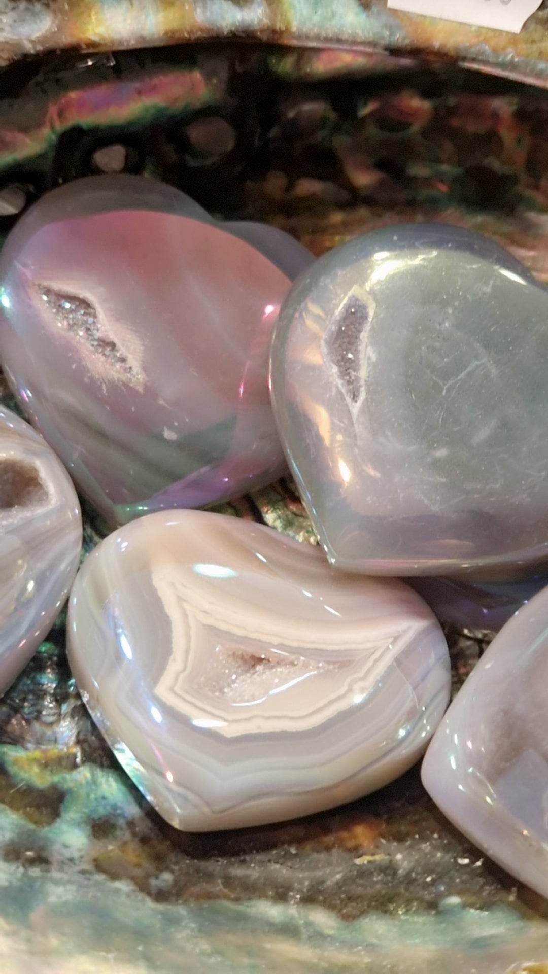Coeur pierre agate druzy aura angel