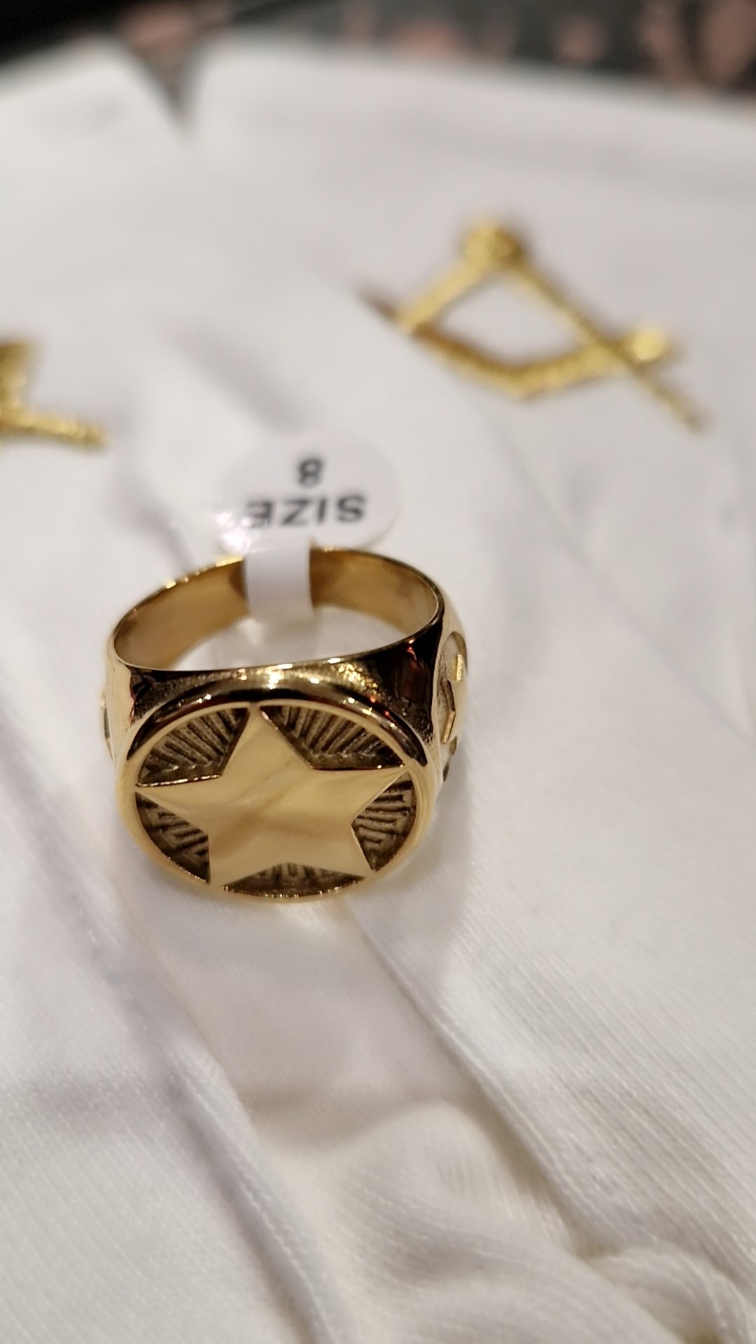 Bague chevalière étoile flamboyante compagnon franc-maçonaciydable doré