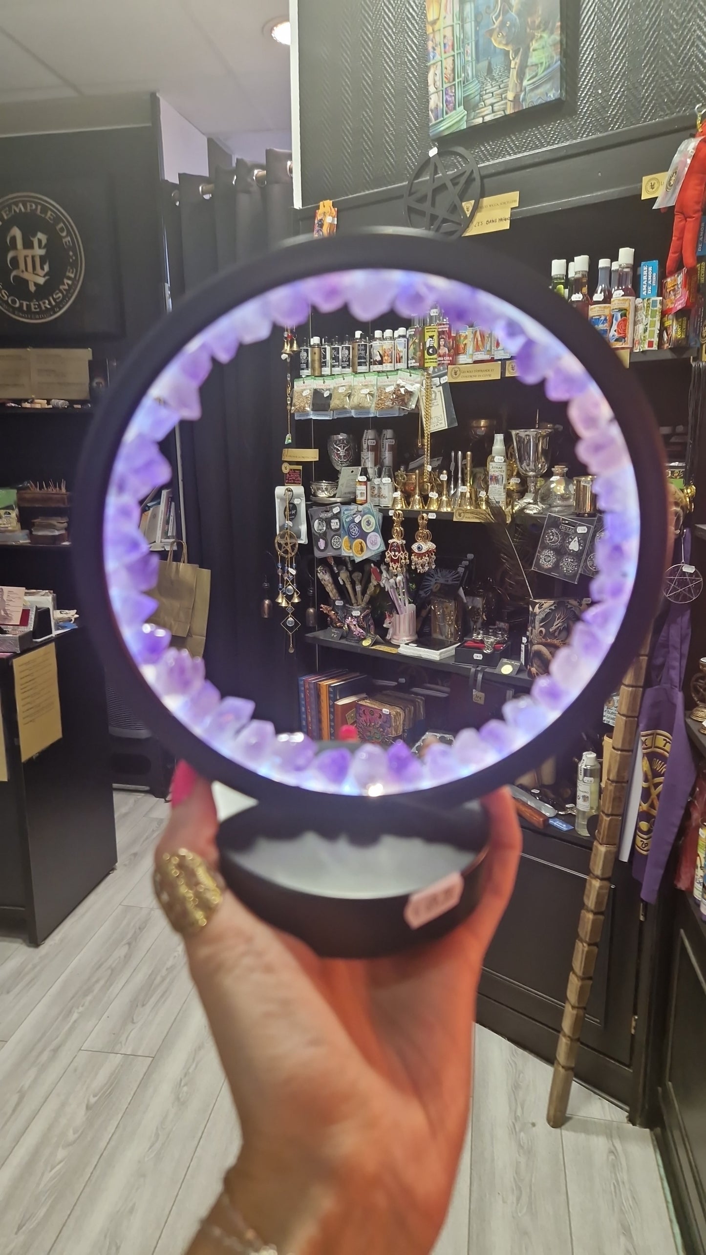 "Amystic" : Lampe en Améthyste Ronde. Énergie et Sérénité