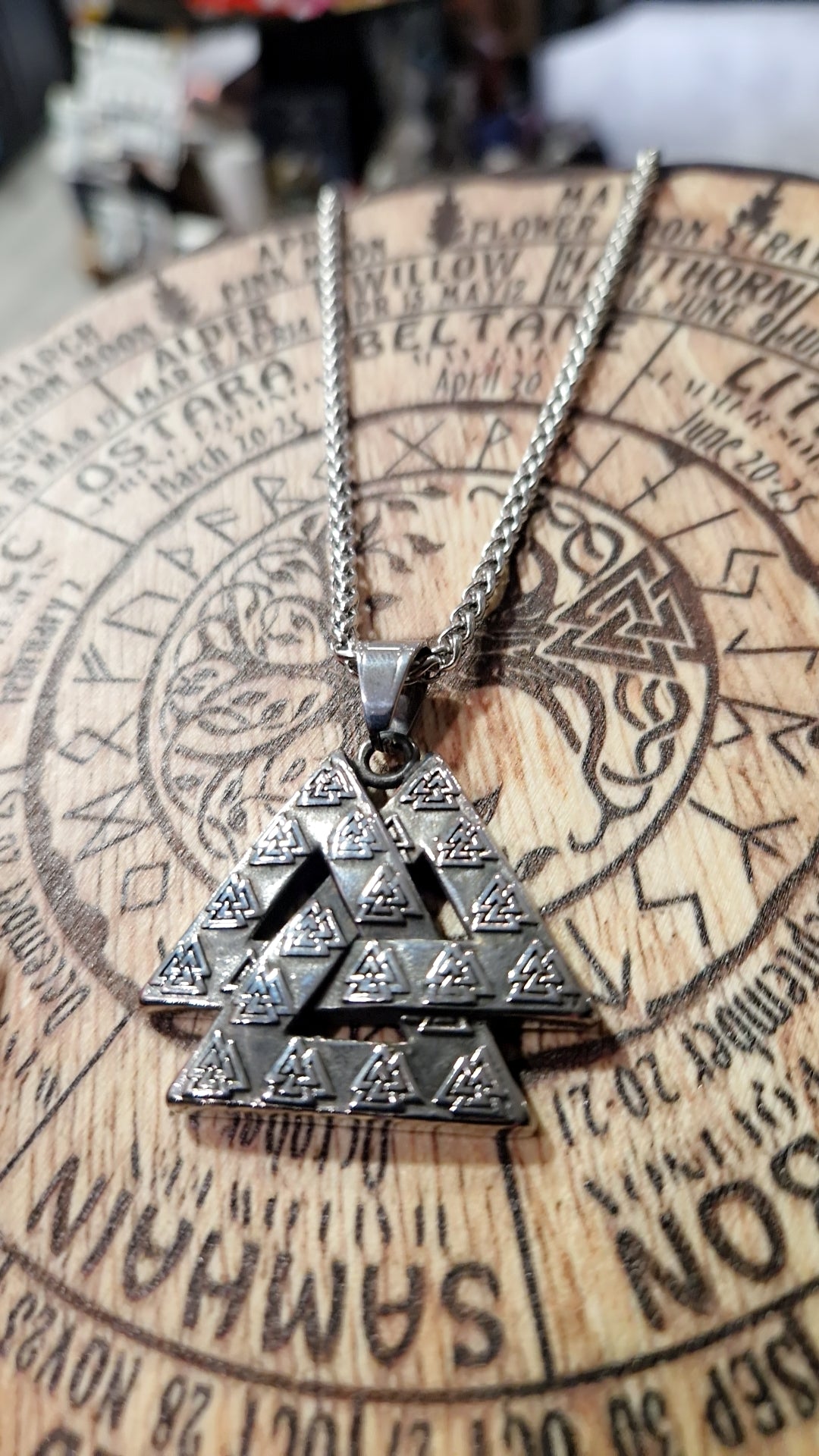 Collier Valknut viking en acier inoxydable