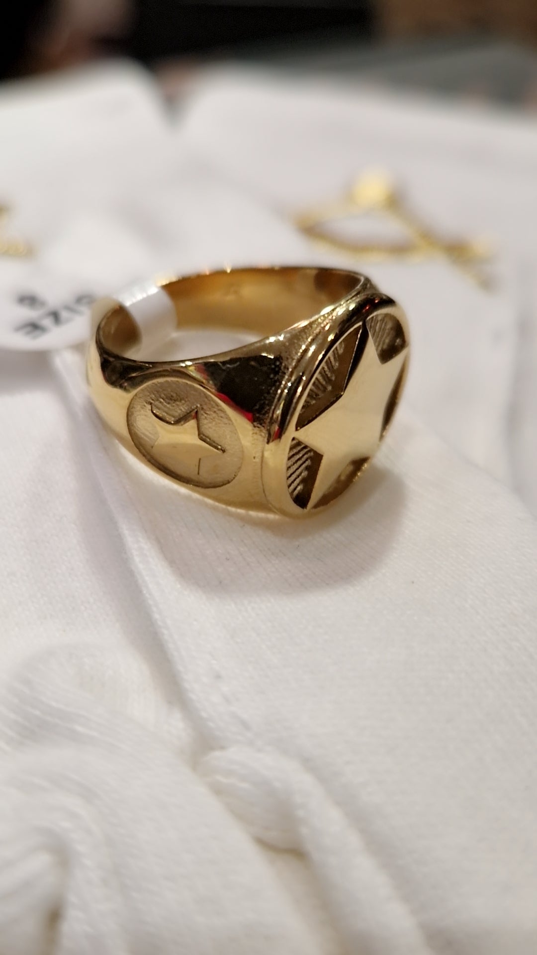 Bague chevalière étoile flamboyante compagnon franc-maçonaciydable doré