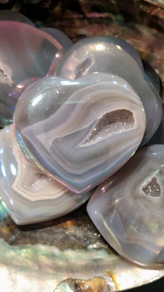 Coeur pierre agate druzy aura angel