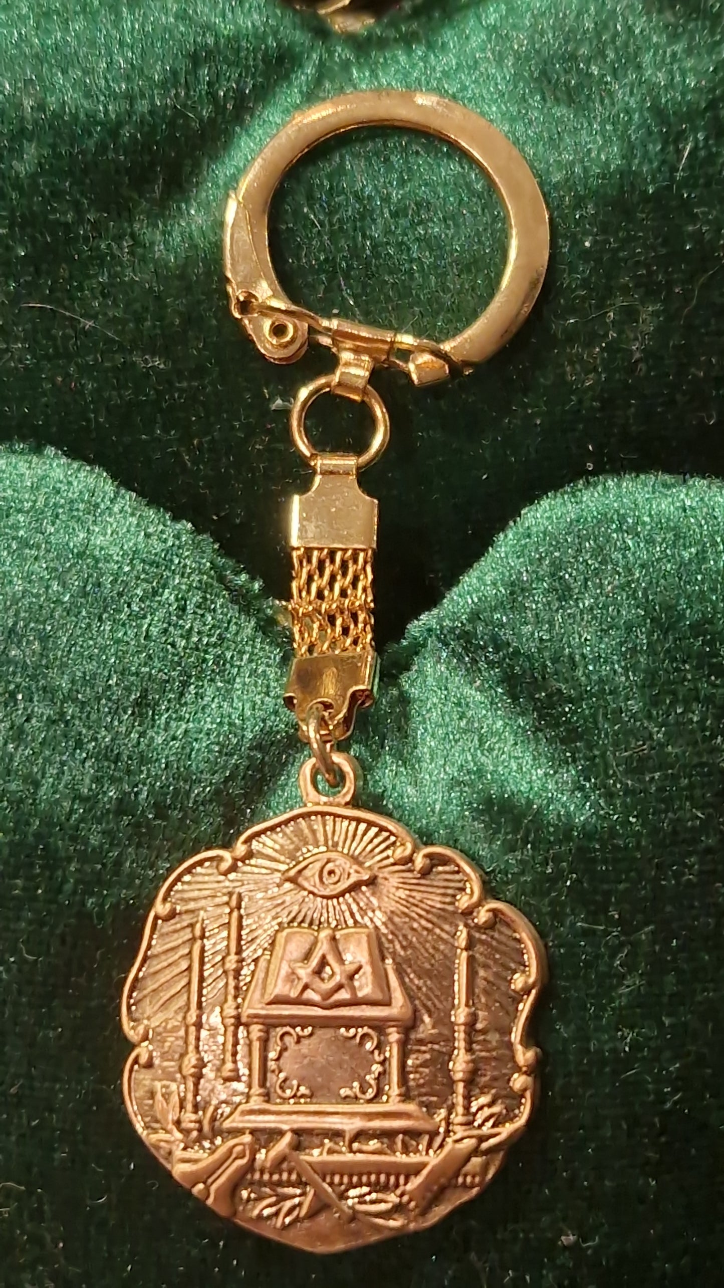 Porte clé franc maçon - Temple bronze antique