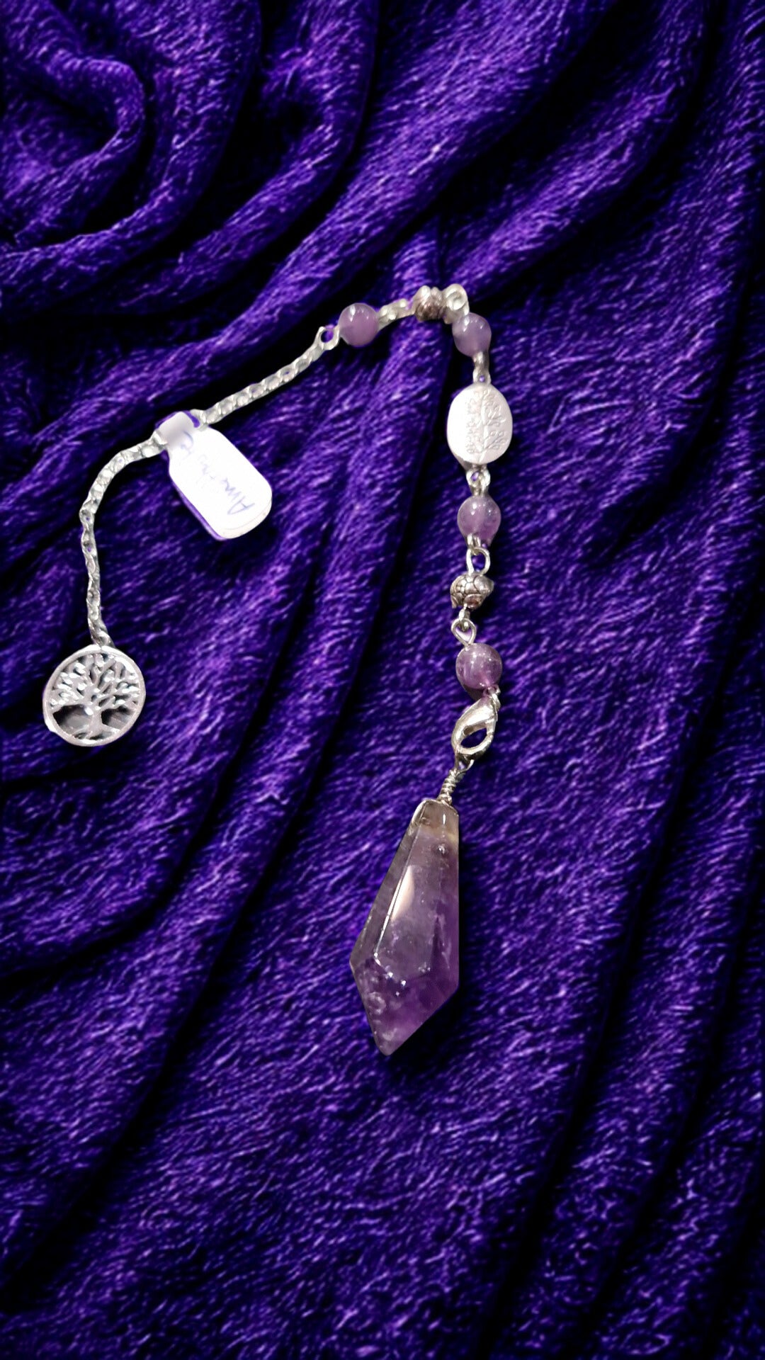 Pendule améthyste pierre naturelle arbre de vie