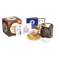 Diffuseur brûleur pour briques d'encens - fleur de vie (Aromafume) sans fumée + 2 briques d’encens offertes ( parfum aléatoire)  + 1 bougie chauffe plat offerte