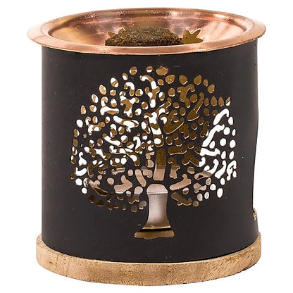 Diffuseur brûleur pour briques d'encens - Arbre de vie (Aromafume) sans fumée + 2 briques d’encens offertes ( parfum aléatoire)  + 1 bougie chauffe plat offerte