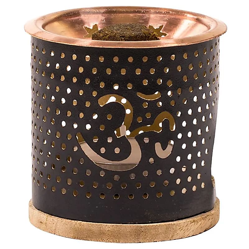 Diffuseur brûleur pour briques d'encens - Om (Aromafume) sans fumée + 2 briques d’encens offertes ( parfum aléatoire)  + 1 bougie chauffe plat offerte