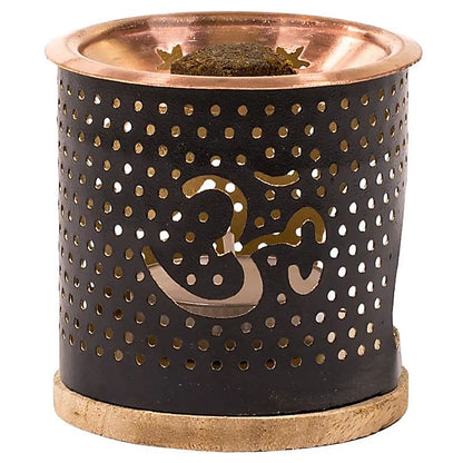 Diffuseur brûleur pour briques d'encens - Om (Aromafume) sans fumée + 2 briques d’encens offertes ( parfum aléatoire)  + 1 bougie chauffe plat offerte