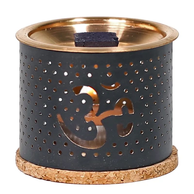 Diffuseur brûleur pour briques d'encens - Om (Aromafume) sans fumée + 2 briques d’encens offertes ( parfum aléatoire)  + 1 bougie chauffe plat offerte