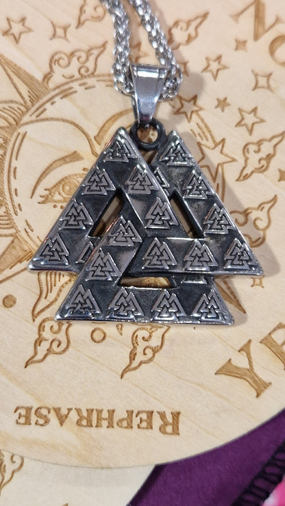 Collier Valknut viking en acier inoxydable