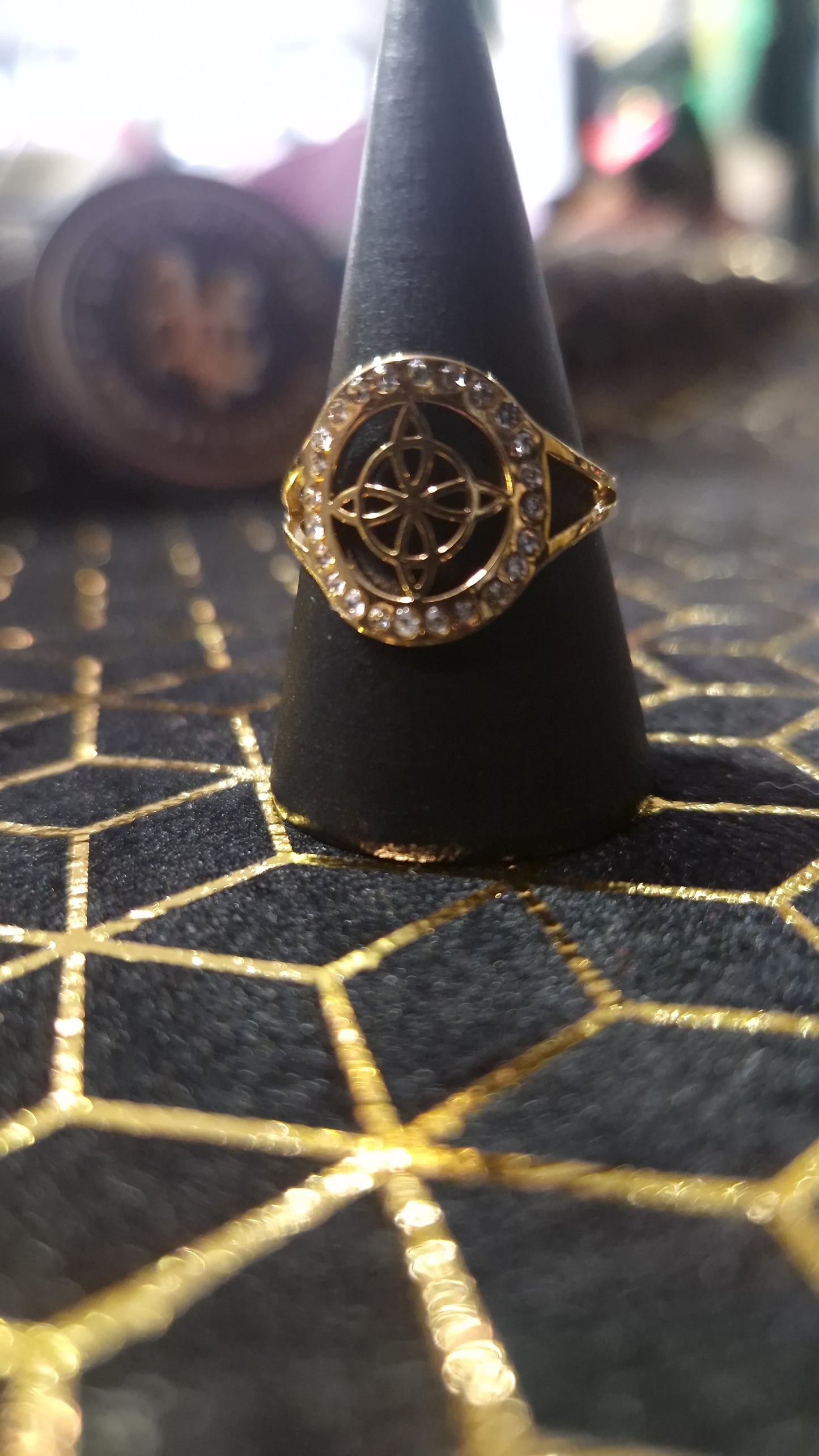 Bague talisman noeud de sorcière réglable - acier inoxydable doré or