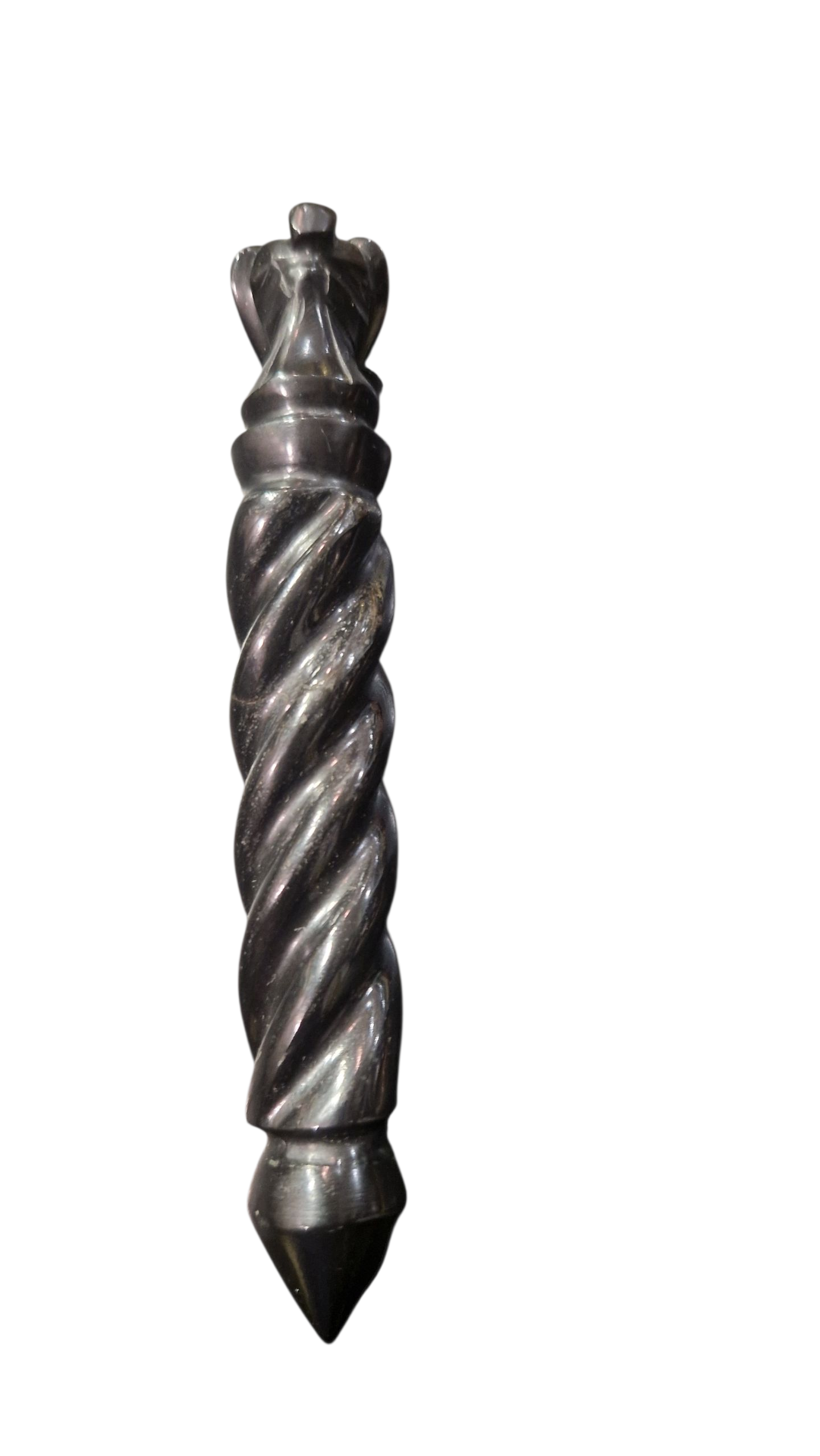 Wand/ Baguette obsidienne noire avec ange sculpté :  Protection