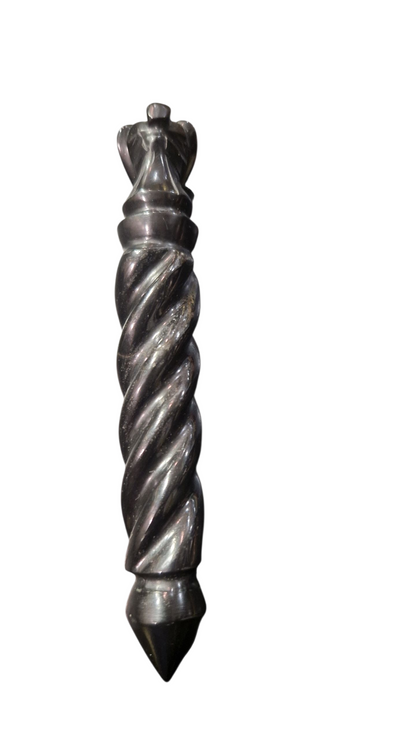 Wand/ Baguette obsidienne noire avec ange sculpté :  Protection