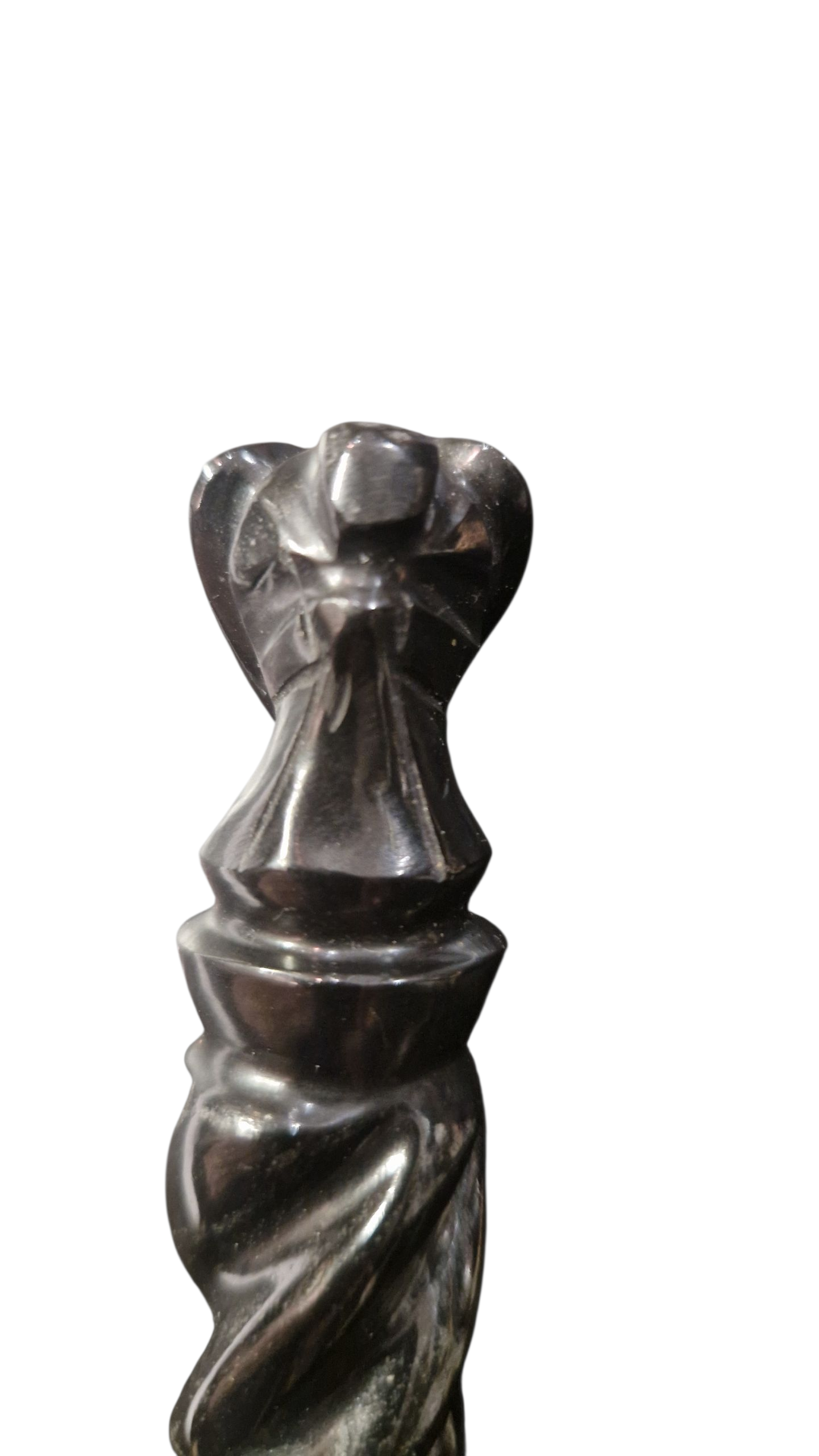 Wand/ Baguette obsidienne noire avec ange sculpté :  Protection