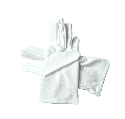 ...gants maçonniques blancs à nervures - fermoir synthétique poignet pression