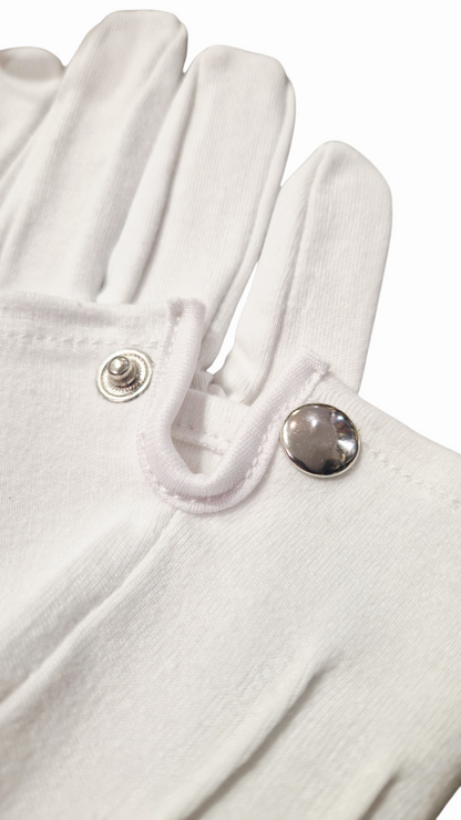 ...gants maçonniques blancs à nervures - fermoir METAL poignet pression