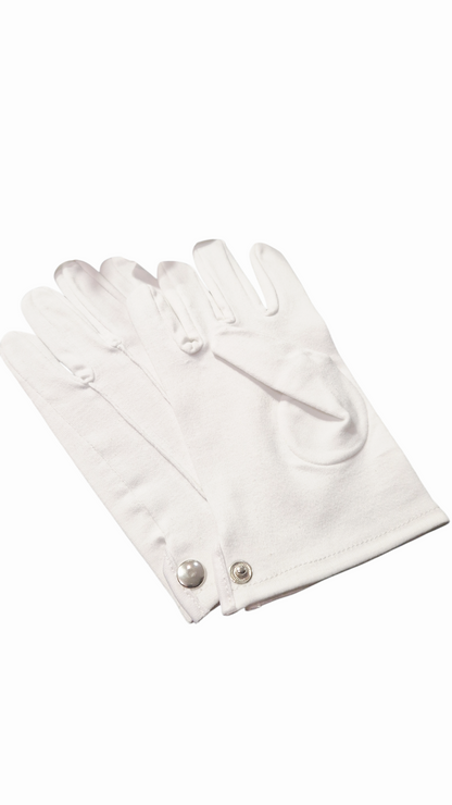...gants maçonniques blancs à nervures - fermoir METAL poignet pression