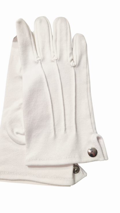 ...gants maçonniques blancs à nervures - fermoir METAL poignet pression