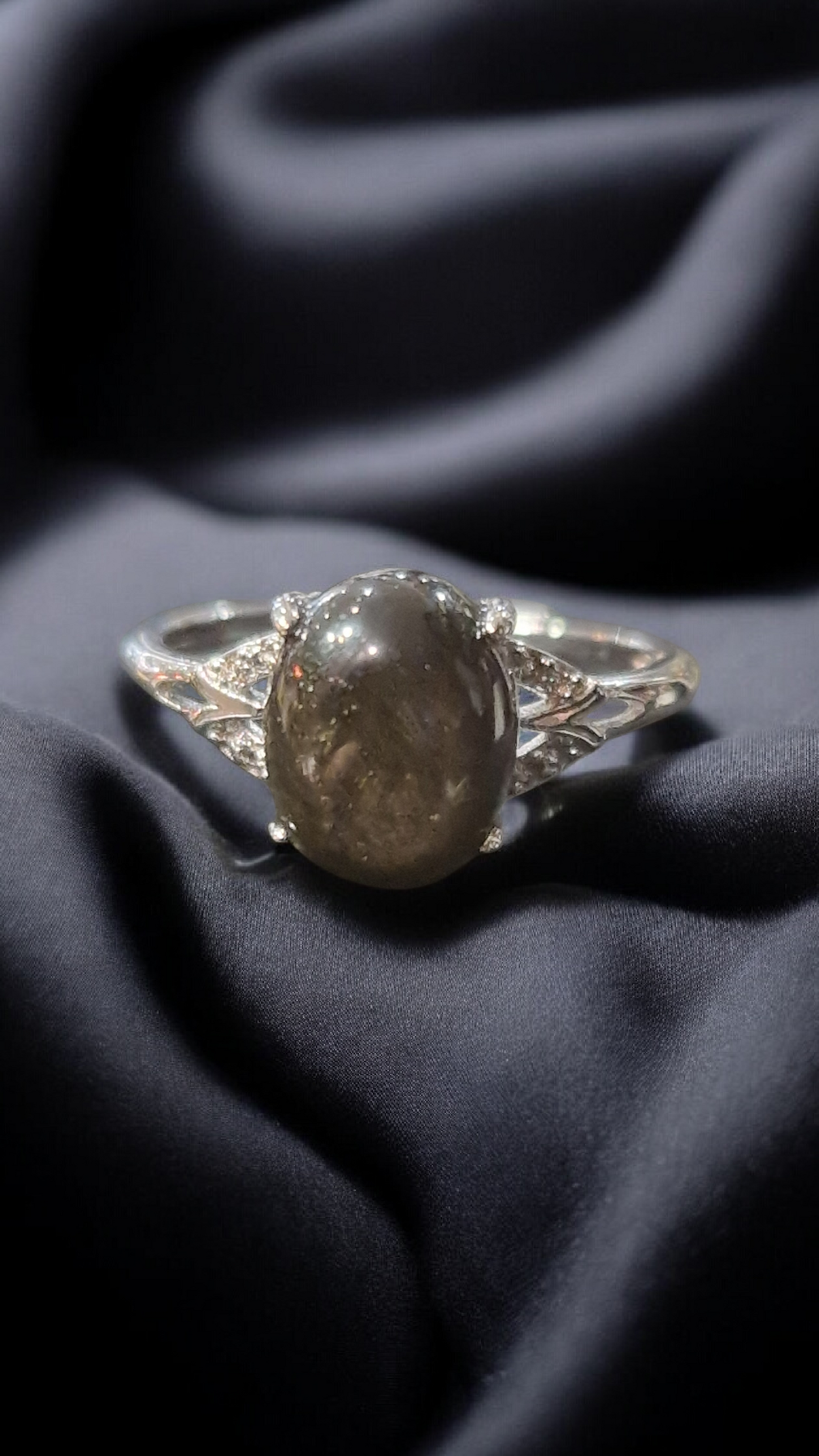 Obsidienne dorée Bague – Protection contre énergies négatives ou personnes toxiques, attaques psychiques, occultes, ...