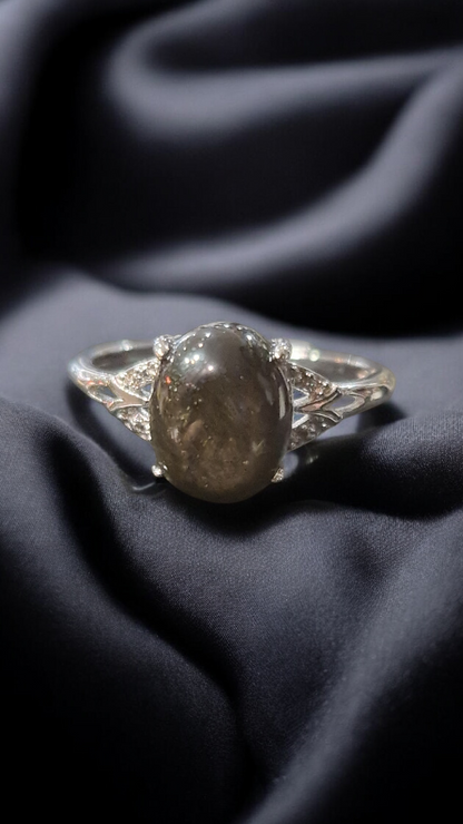 Obsidienne dorée Bague – Protection contre énergies négatives ou personnes toxiques, attaques psychiques, occultes, ...