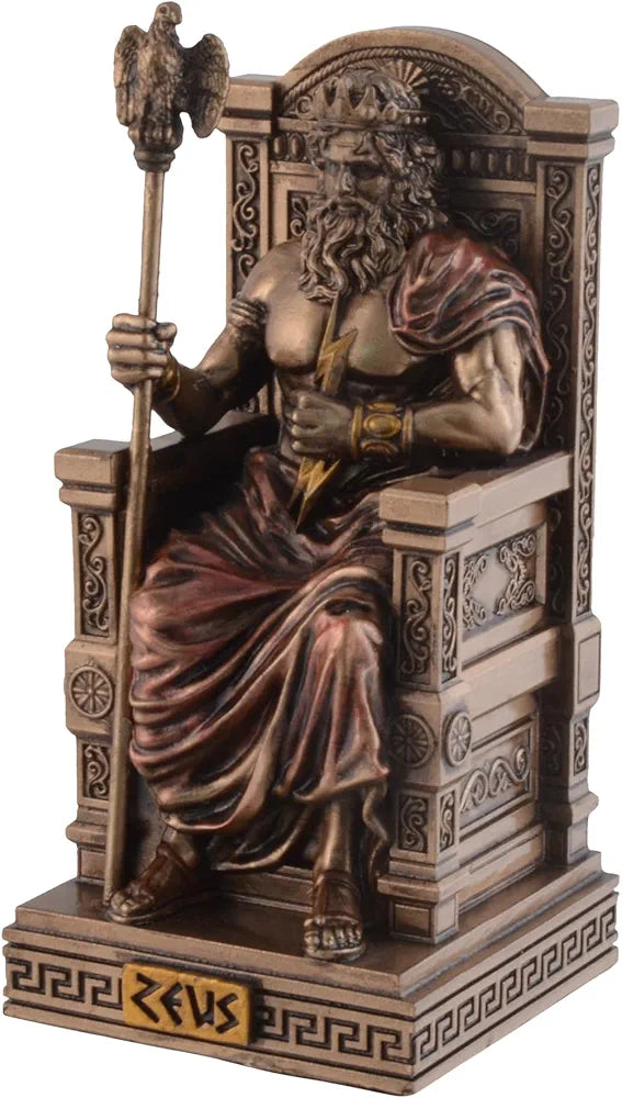 Figurine miniature Zeus sur trône- peint à la main