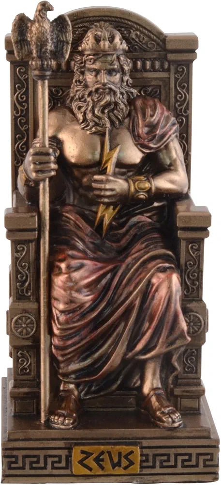 Figurine miniature Zeus sur trône- peint à la main