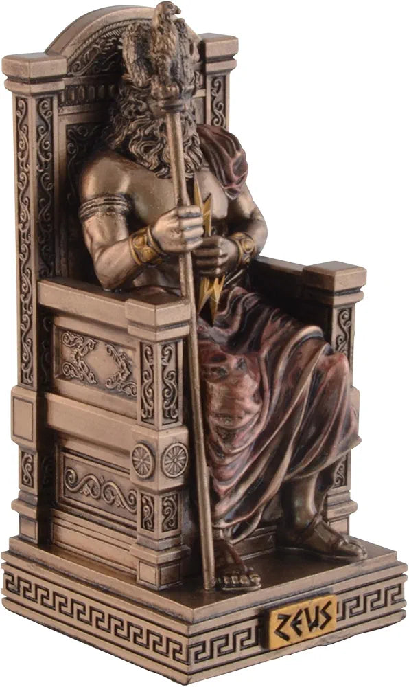 Figurine miniature Zeus sur trône- peint à la main
