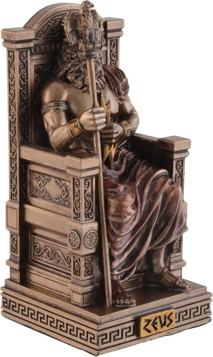 Figurine miniature Zeus sur trône- peint à la main
