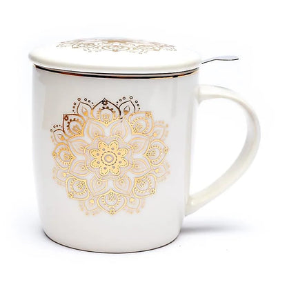 Tasse infuseur à thé mandala blanc