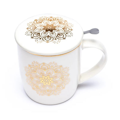 Tasse infuseur à thé mandala blanc