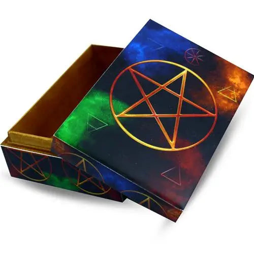 Boite en bois vernis pentacle 4 éléments